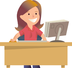A teacher sitting behind a desk